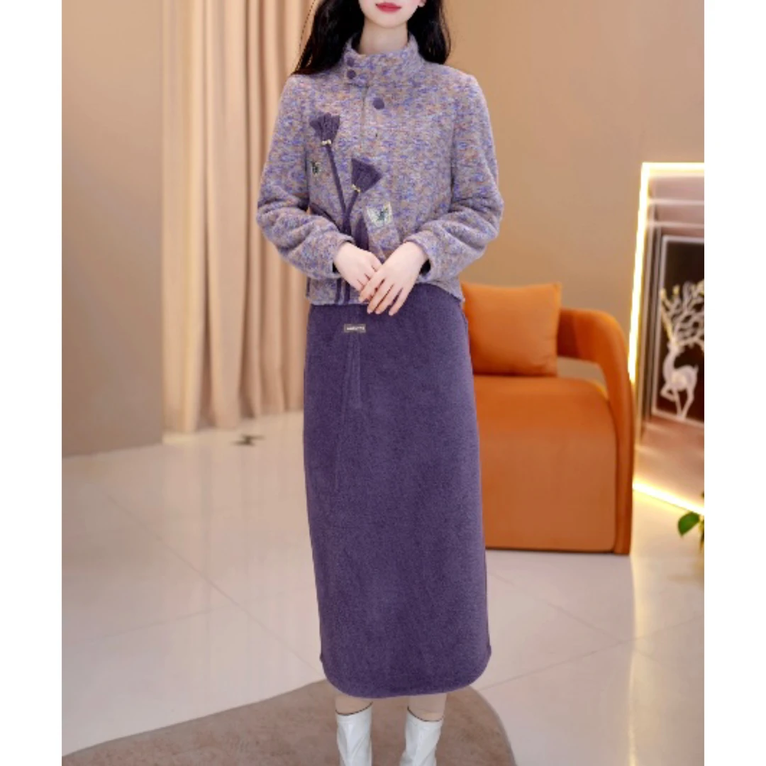 【半身裙+上衣】A1168图片色套装优雅小香风减龄显瘦秋冬设计感