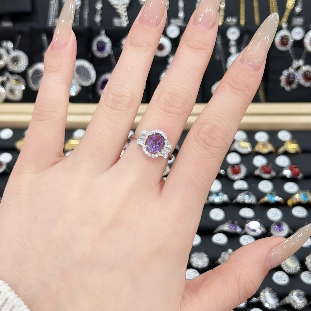 紫晶戒指银S925镶嵌戒指