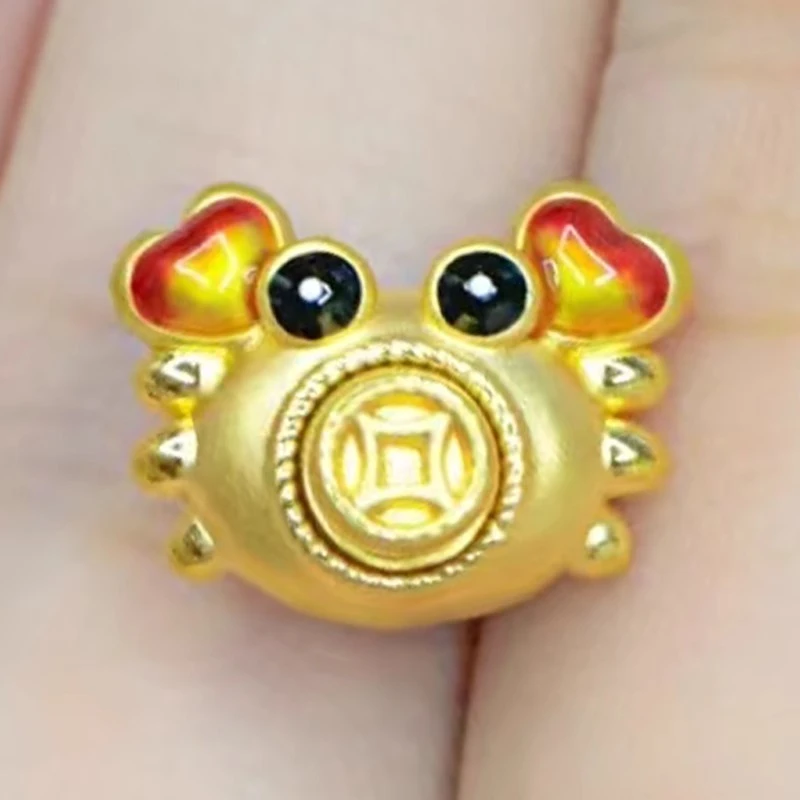 999足金招财小螃蟹黄金转运珠好多钱(钳)手绳男手链女横财3D硬金
