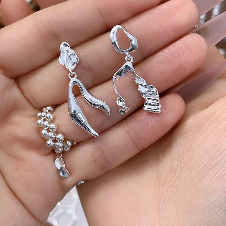 925银无金鱼耳环可爱