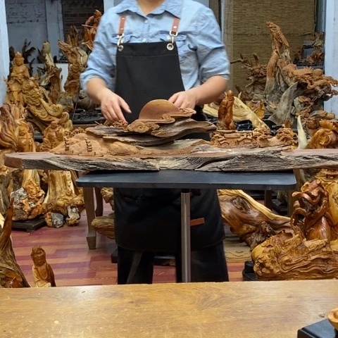 柏木秋*缅甸花梨木雕