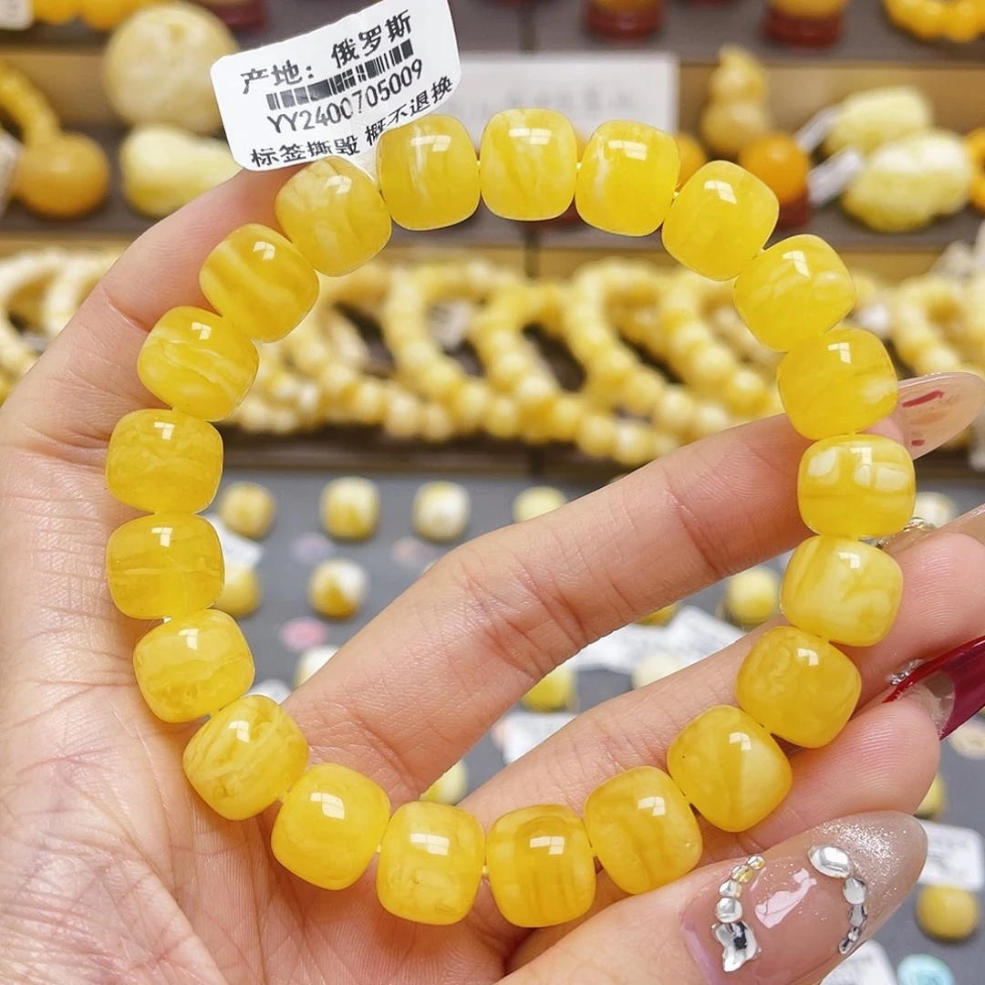 琥珀裸石未镶嵌蜜蜡老型手串10.7*9.5mm微微瑕