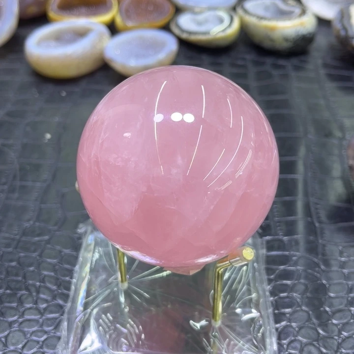 水晶珠宝半成品未镶嵌粉晶球