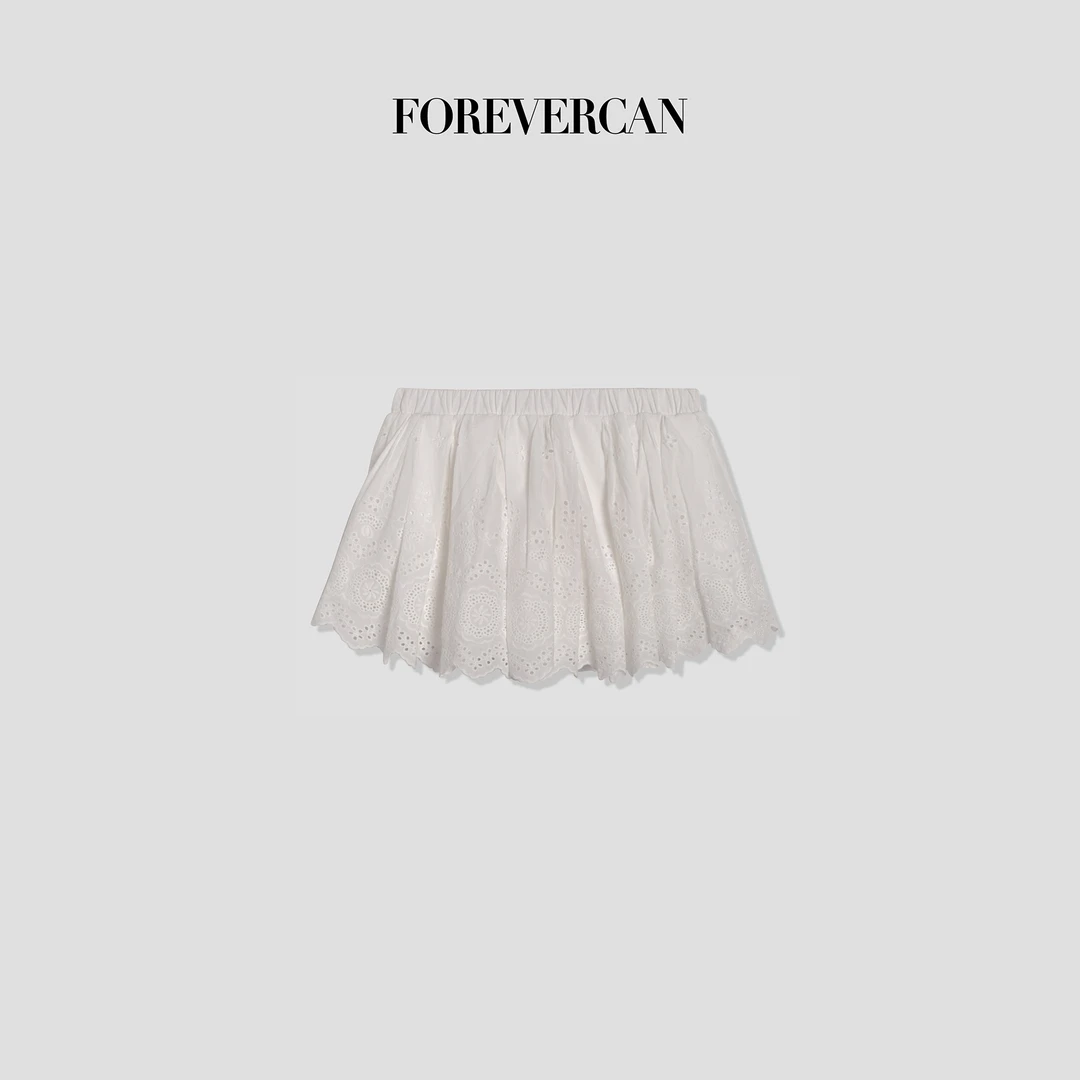 FOREVERCAN“芙伊庄园”镂空立体刺绣蓬蓬半身裙裤 SD21647