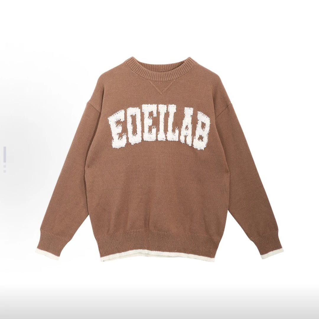 EO 字母印花长袖宽松毛衣