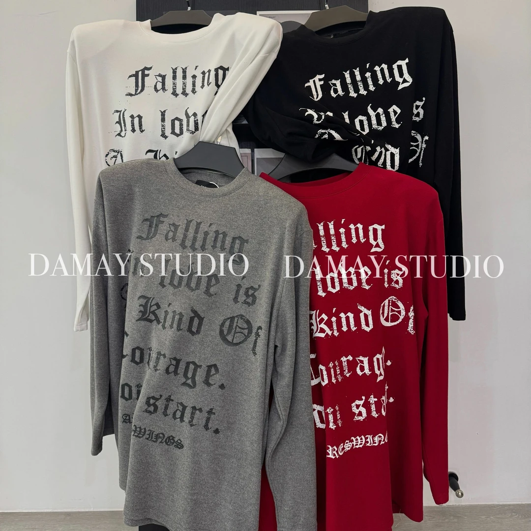 DAMAY推选双面绒印花字母休闲简约百搭宽松上衣内搭T