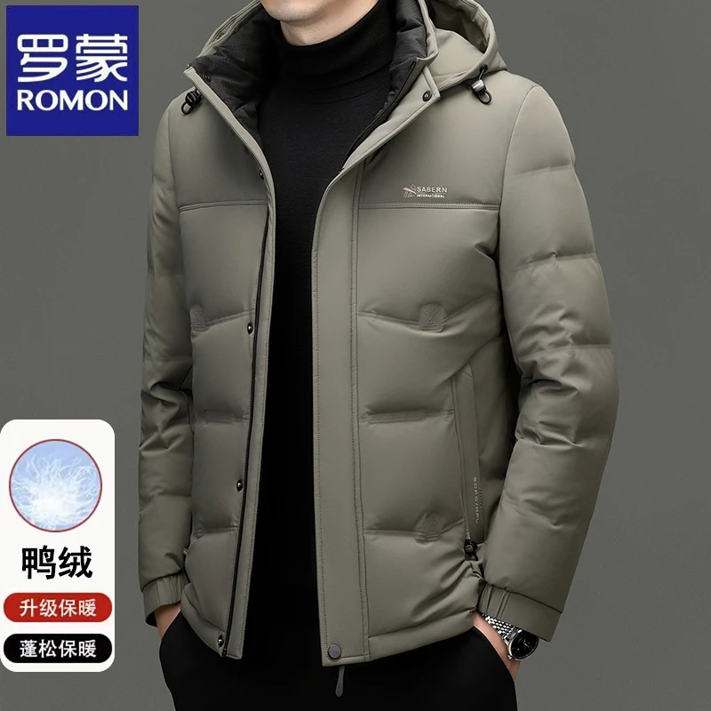 下架白鸭绒加厚男士羽绒服冬季新款连帽可拆商务休闲高端保暖外套