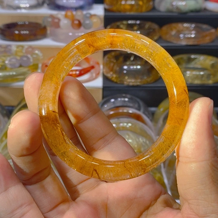 水晶手镯未镶嵌天然发晶手镯55圈口