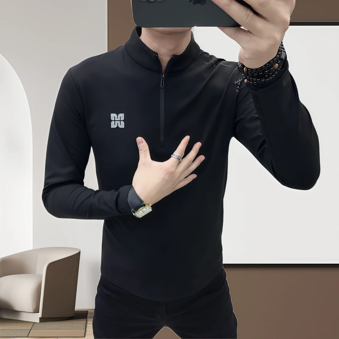 男士冬季运动时尚休闲秋冬长袖立领半拉链厚款卫衣9222