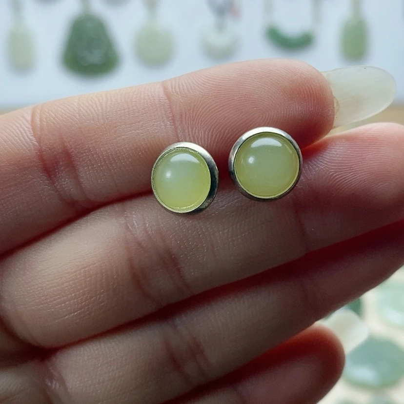 【闪购商品】银S925镶嵌和田玉耳饰