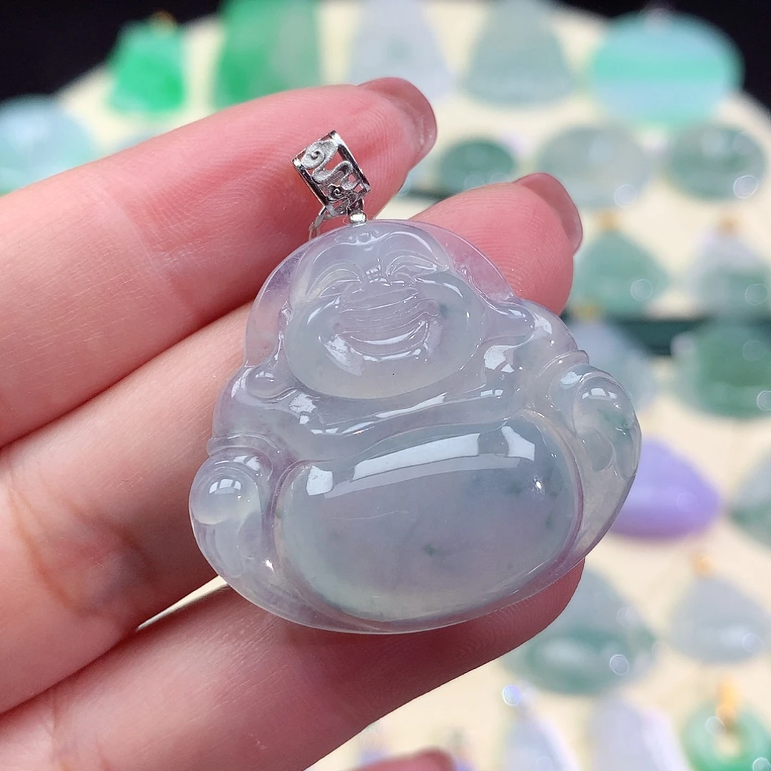 翡翠18K金镶嵌颈饰佛公