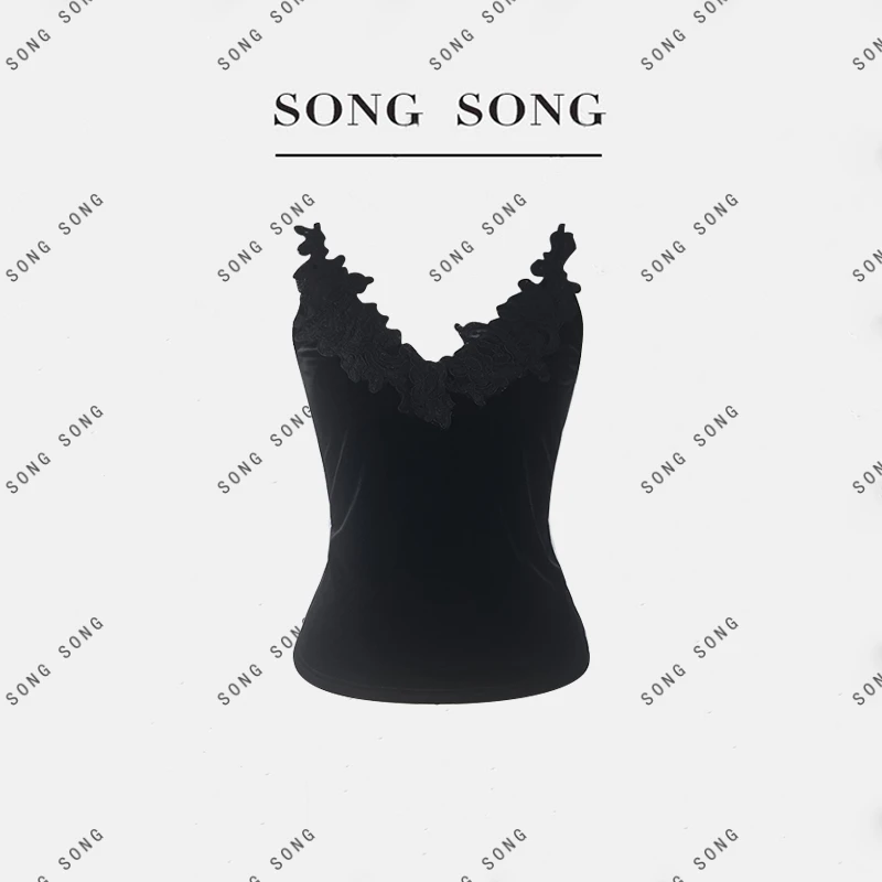SONG-原创【背心-花漾之恋】新款重工刺绣超柔丝柔百搭时尚气质吊带