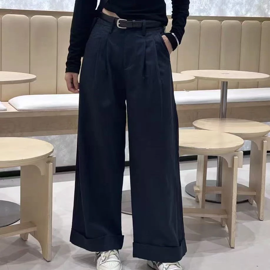 美美服装店89131 韩系时尚复古宽松阔腿裤垂感显瘦秋季九分休闲裤