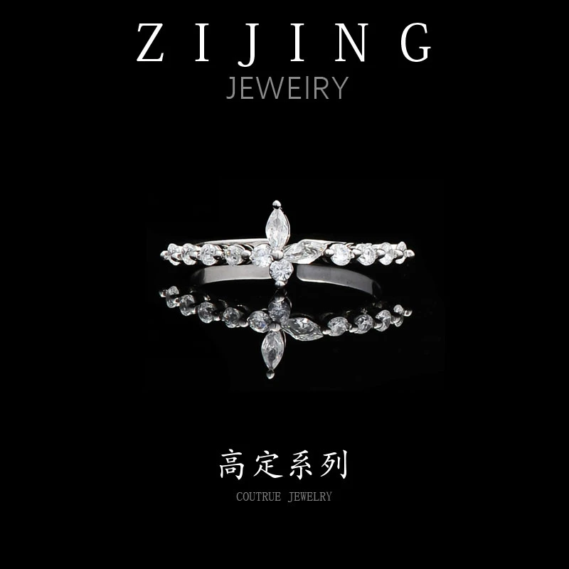 铜合金合成锆石戒指  CC6243     高定戒指 开口调节