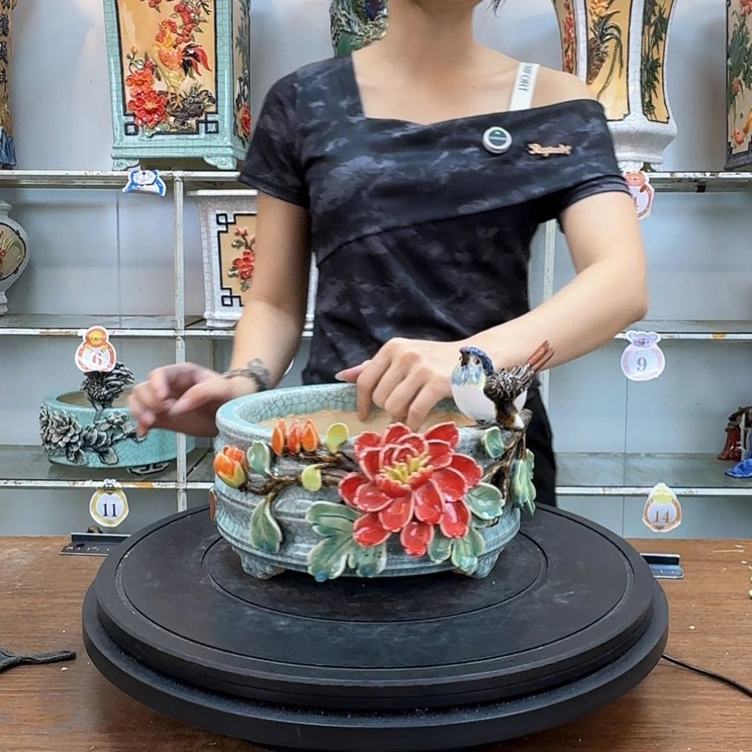 辉***完全开放石湾盆300花盆