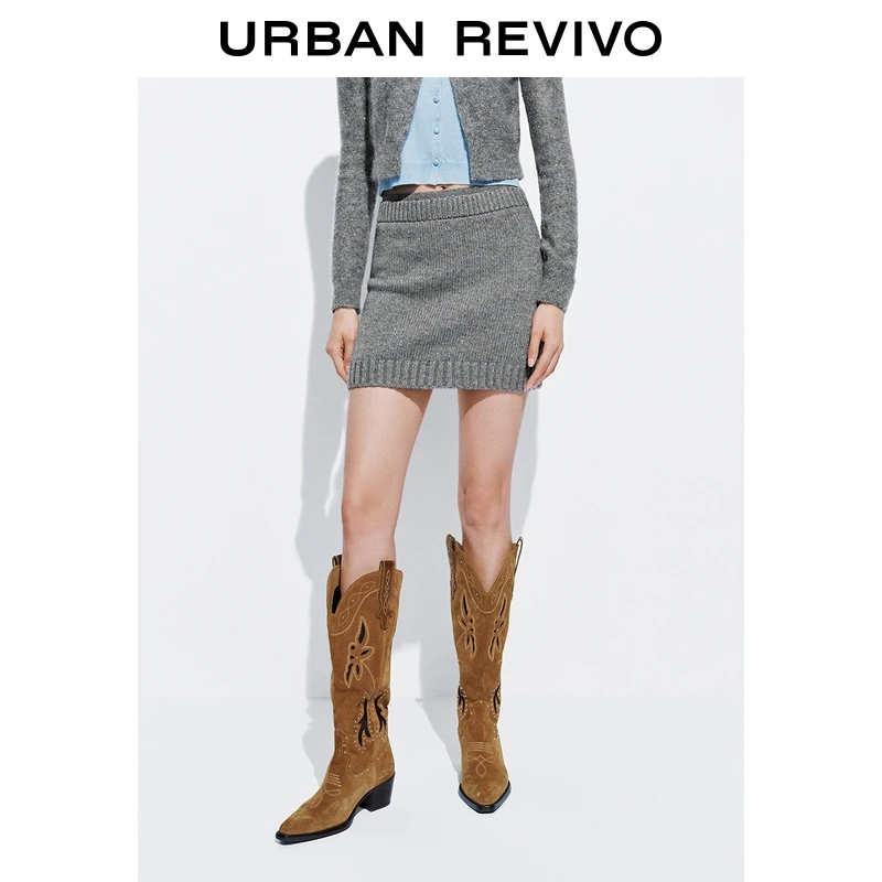 UR2025秋季新款女装简约格雷系针织半裙UYY950111+