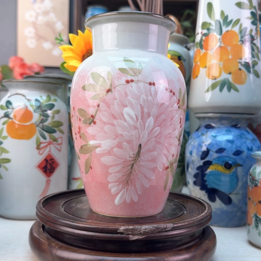 景德镇陶瓷手绘花瓶无孔