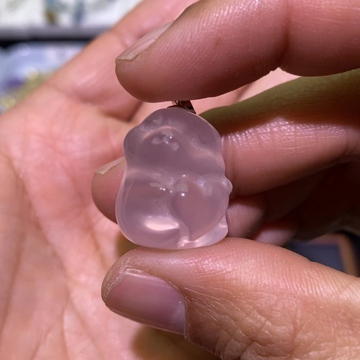 水晶手串银S925镶嵌粉水晶