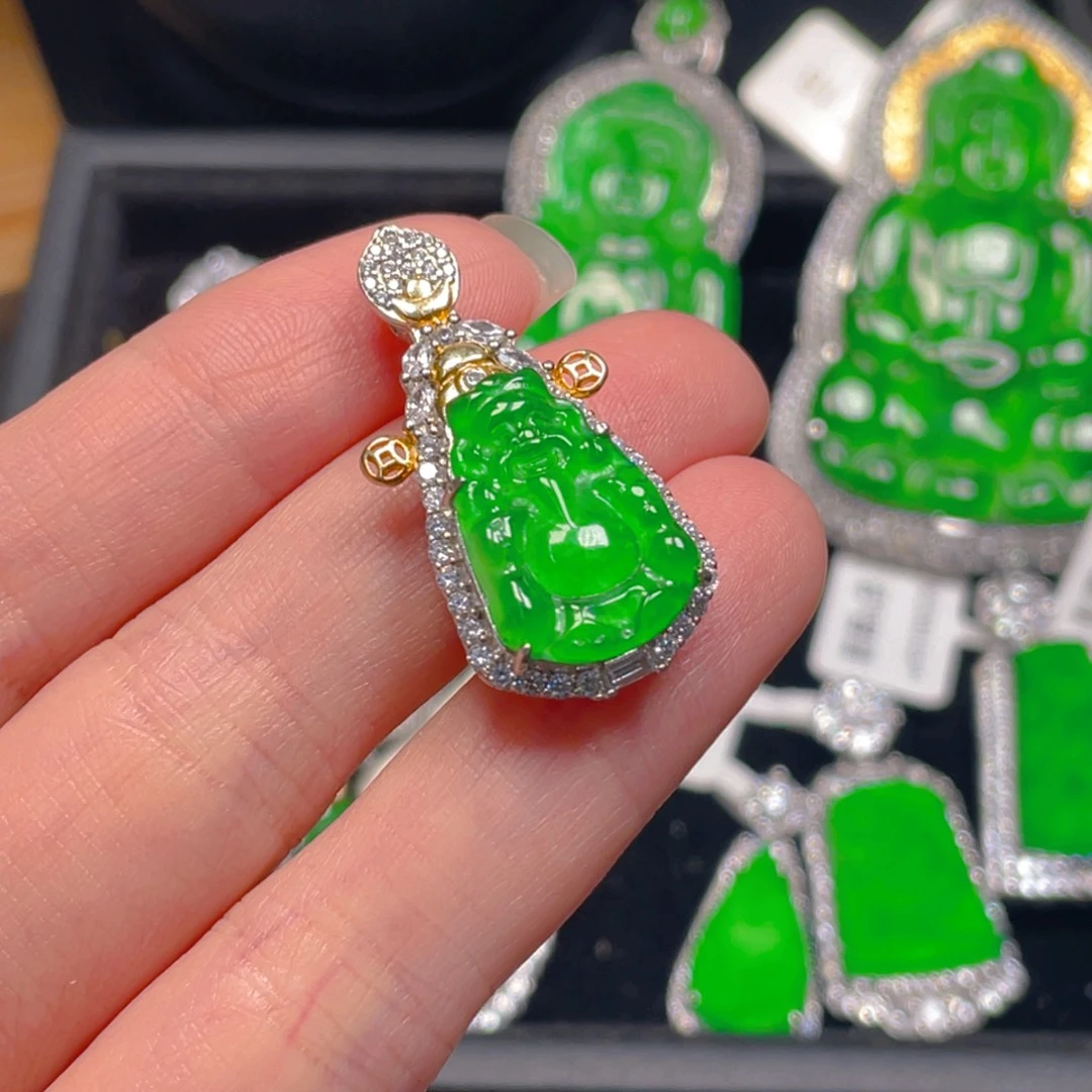 翡翠银S925镶嵌吊坠(不含链)