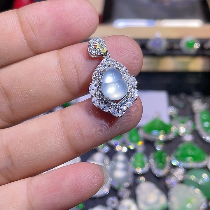 翡翠银S925镶嵌吊坠(不含链)