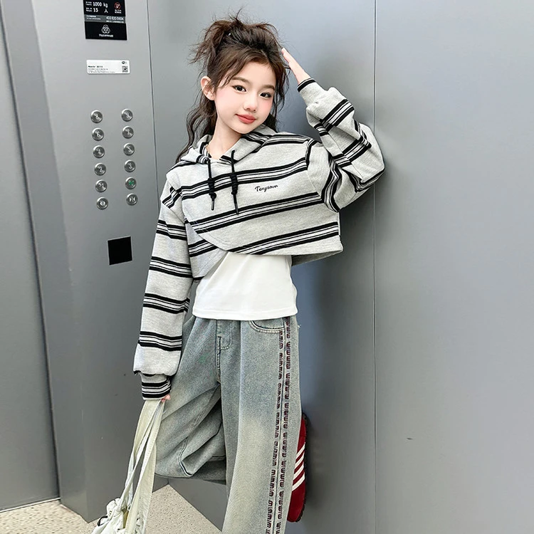 儿童衣服女孩2025新款爆款女童春秋套装6-12岁潮款洋气时髦三件套