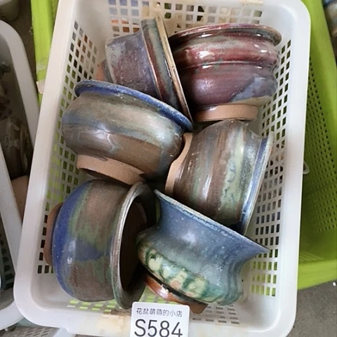 紫砂花盆584微瑕品口进入7到8左右