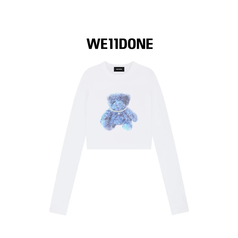 【25早秋新品 修身】WE11DONE女士短款圆领铆钉小熊长袖T恤25-755