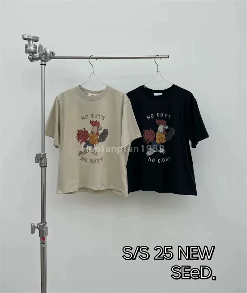 现货速发韩国东大门代购Seed2025夏季新款卡通公鸡印花减龄T恤