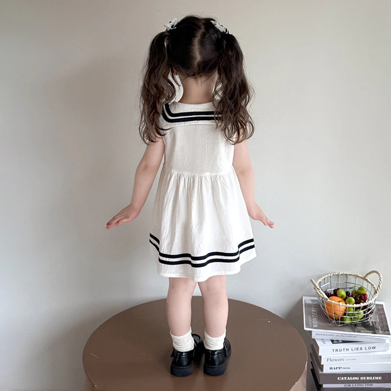 女童连衣裙2025新款夏装中小童学院风裙子女宝宝无袖公主裙潮B类