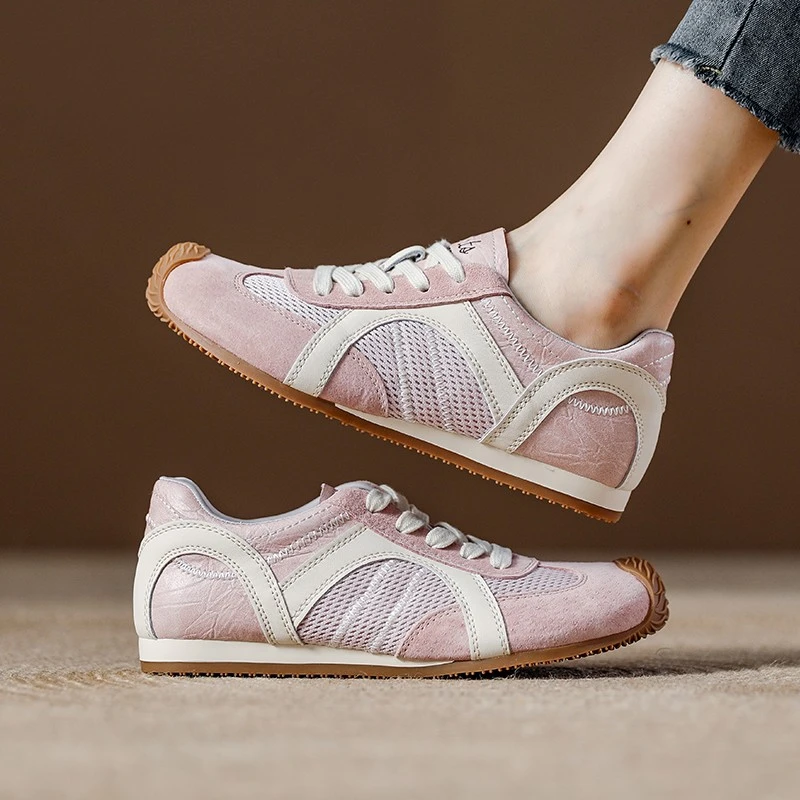 春夏爆款网面透气今年流行的德训阿甘鞋女2025新款拼色系带运动鞋