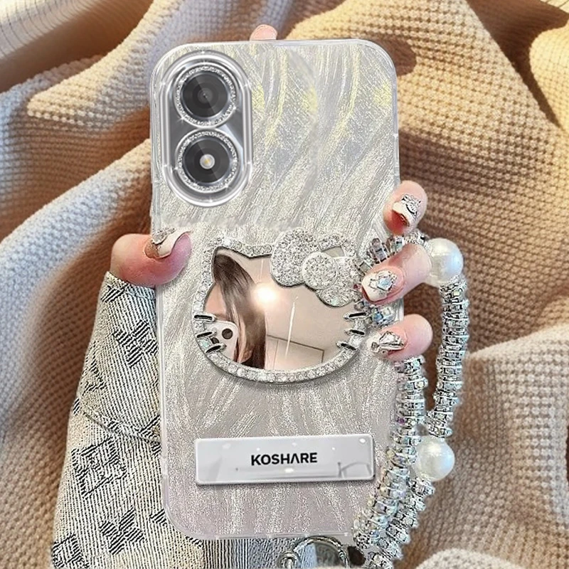 自带镜头膜OPPOA2x手机壳镶钻kt猫镜子PJS110全包A2m保护套羽纱