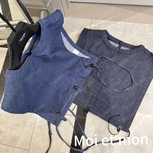 【Moi et mon】春季新款小众牛仔休闲纯色牛仔马甲时尚复古牛仔马甲