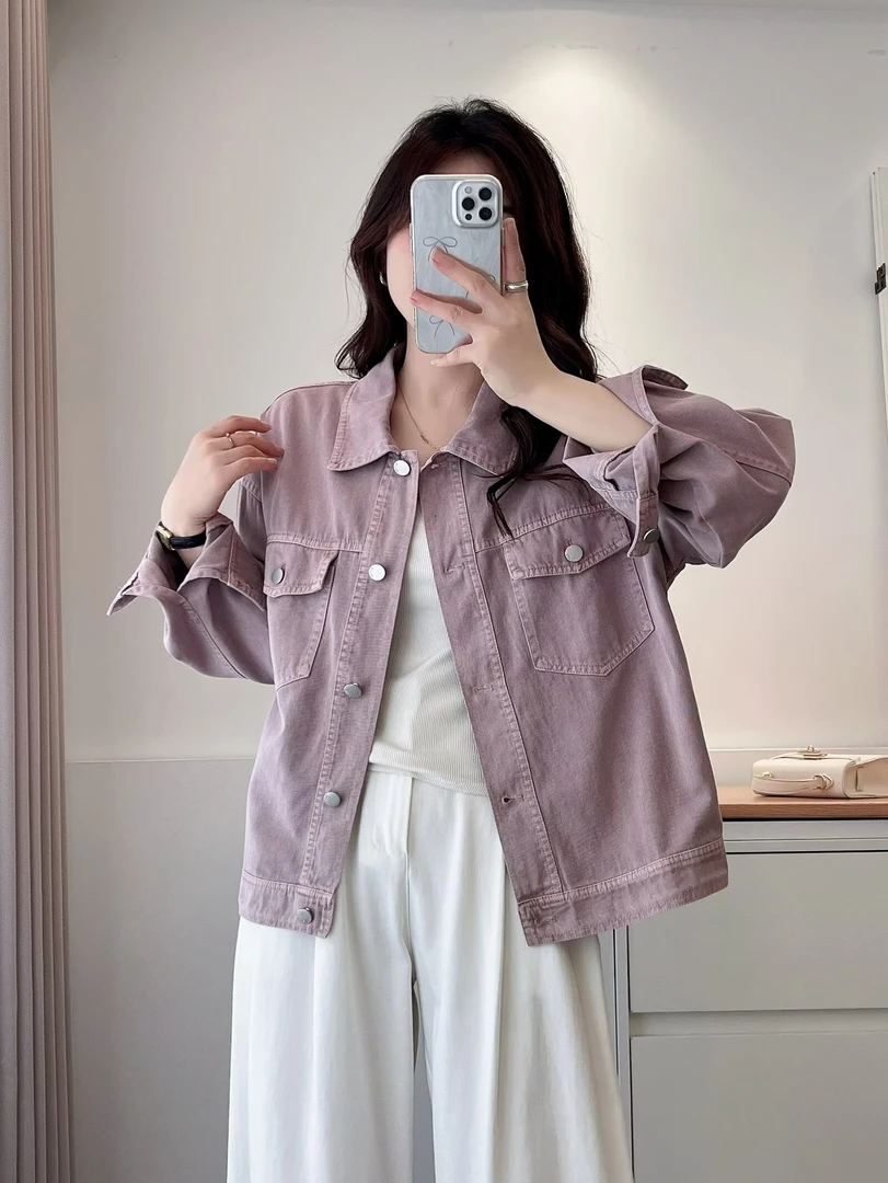 【小李微微胖】高级短款牛仔外套宽松时尚减龄气质夹克上衣