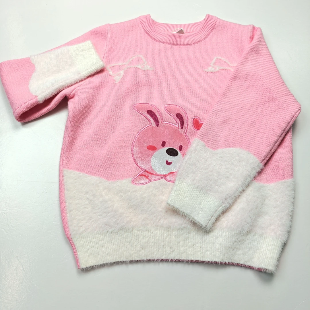 卜吉熊新款女款童装宝宝时尚气质可爱洋气圆领套头休闲毛衣(087)