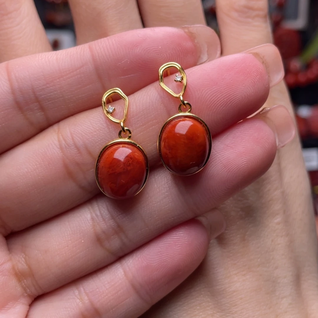 【闪购商品】南红玛瑙耳扣银S925镶嵌时**门