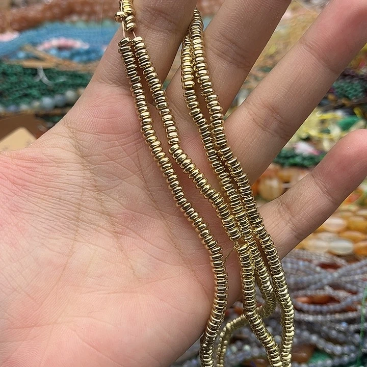 玛瑙/玉髓未镶嵌珠宝半成品2条4mm左右金胆石隔片