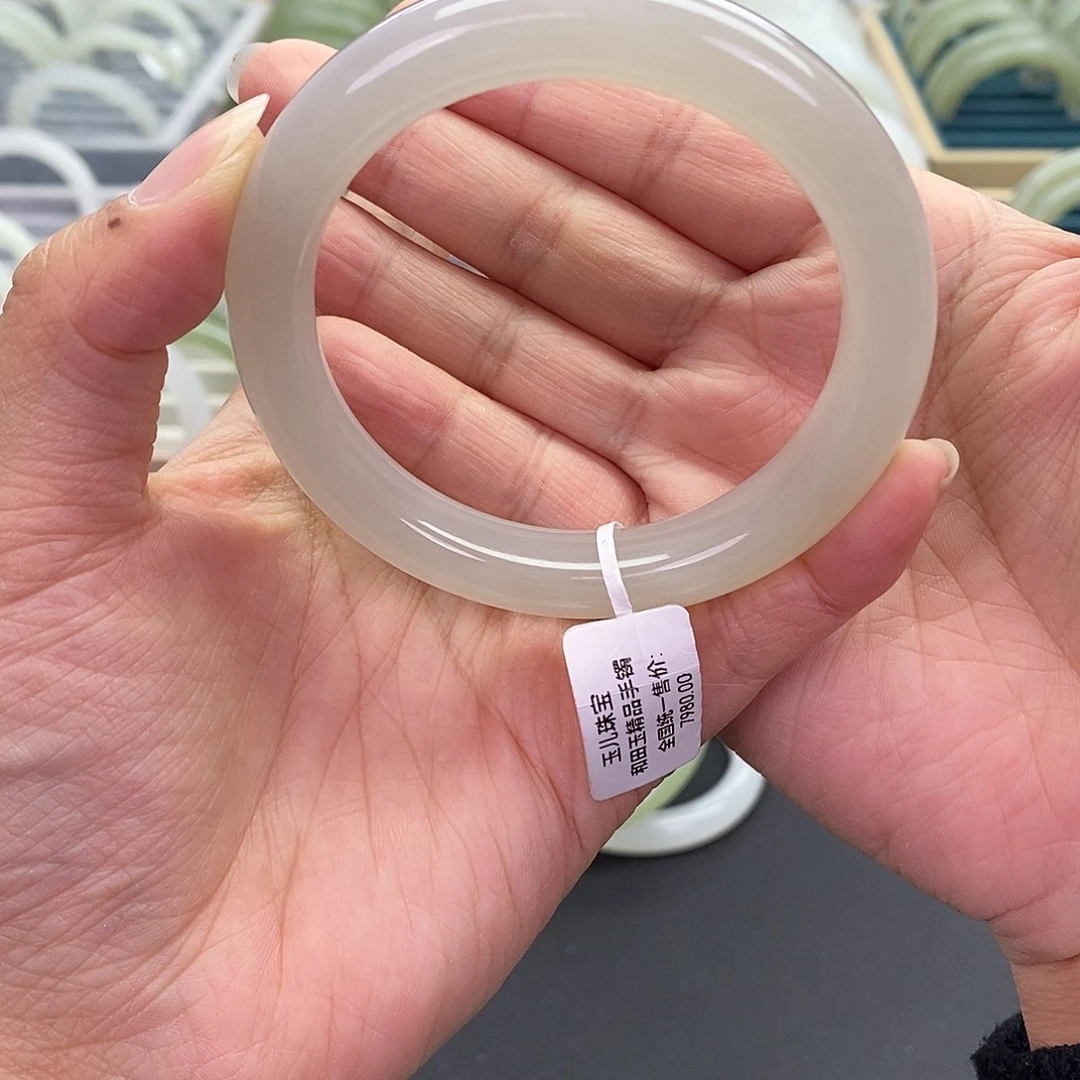 和田玉未镶嵌珠宝奇石和田玉手镯56.57