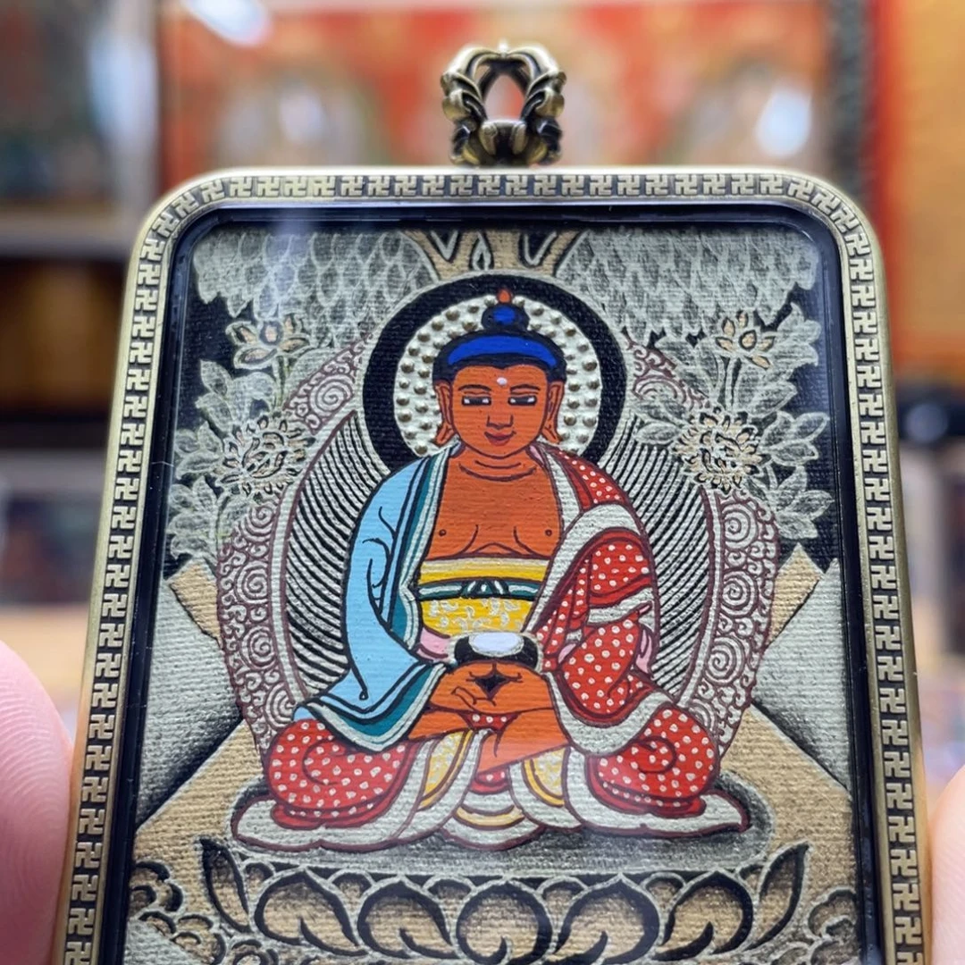 吊坠热贡纯手绘唐卡阿弥陀佛