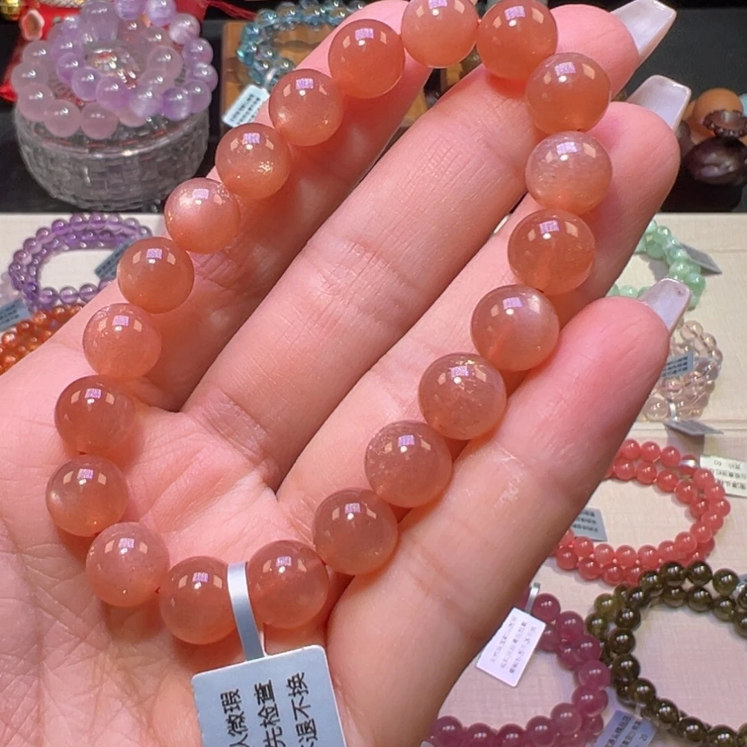 水晶手串未镶嵌金沙橙月光9.7mm