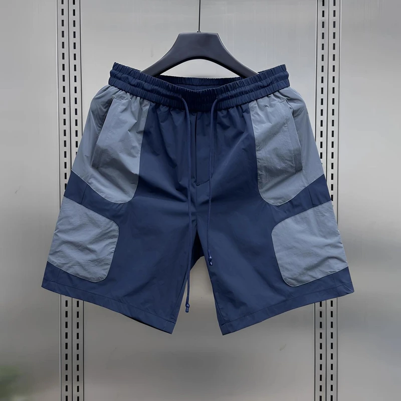 夏季新款薄款男士拼色休闲短裤时尚轻奢痞帅速干透气运动五分裤