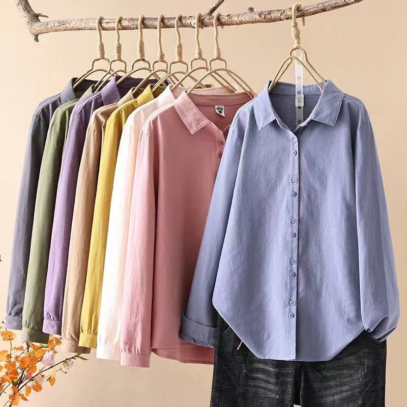 春季新款磨毛百搭厚款双扣衬衫休闲叠穿上衣女长袖显瘦衬衣