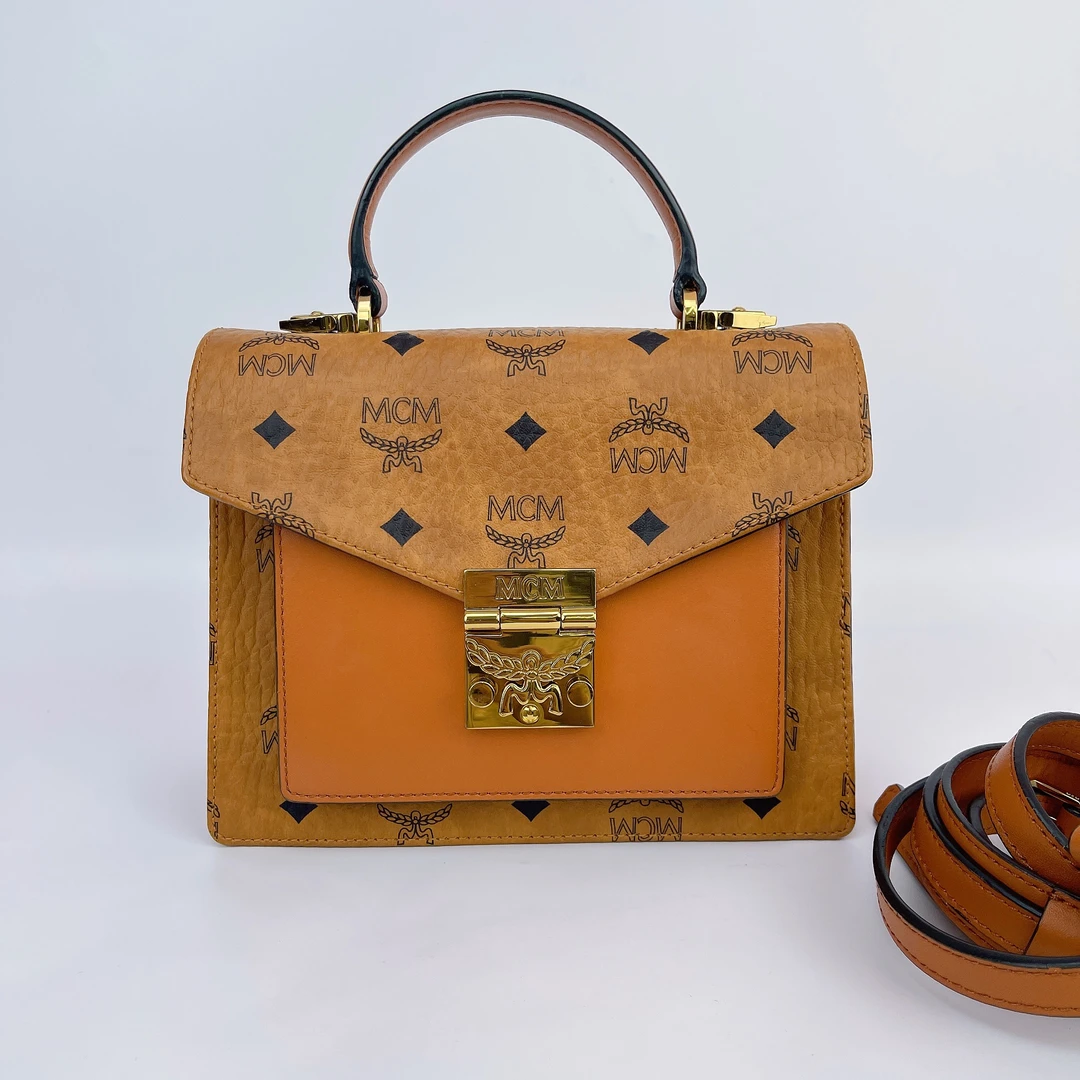 95新 MCM mcm干邑色单肩包底22 J745