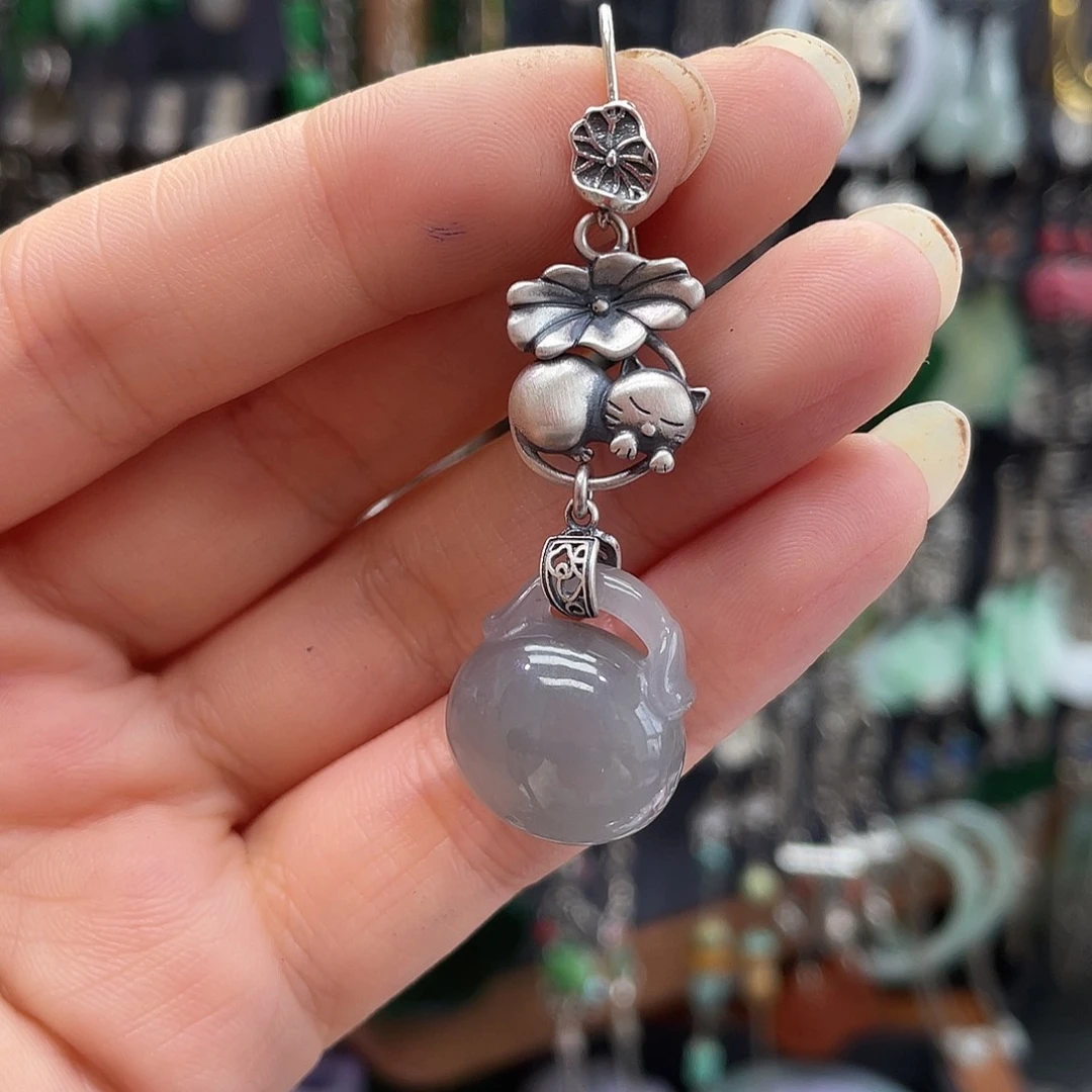 咪***咪和田玉银S925镶嵌耳饰236ghjh