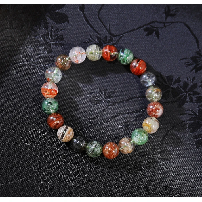 四相幽灵多宝水晶万像圆珠单圈手串S30222-10