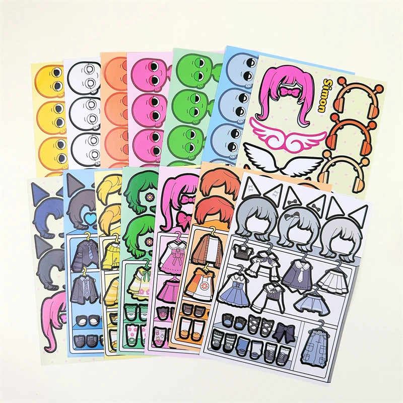 sprunki节奏盒子换装贴儿童diy贴纸安静书免裁剪手工益智玩具贴画