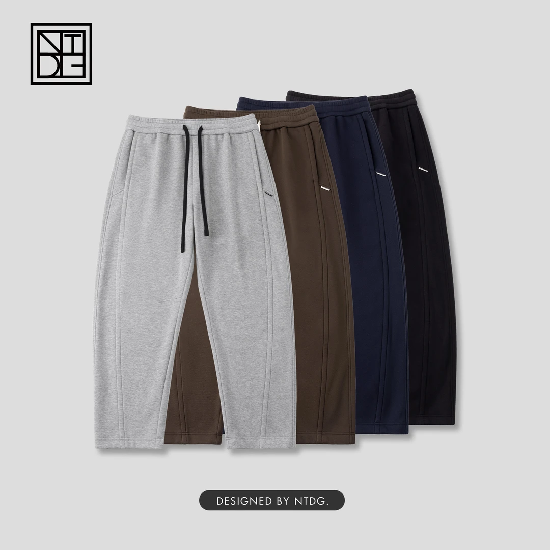 冬季加绒加厚暖肤绒立体剪裁抽绳宽松百搭休闲裤9W0853