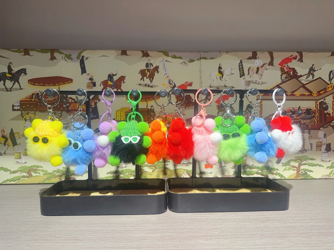 煤球毛绒可爱diy钥匙扣