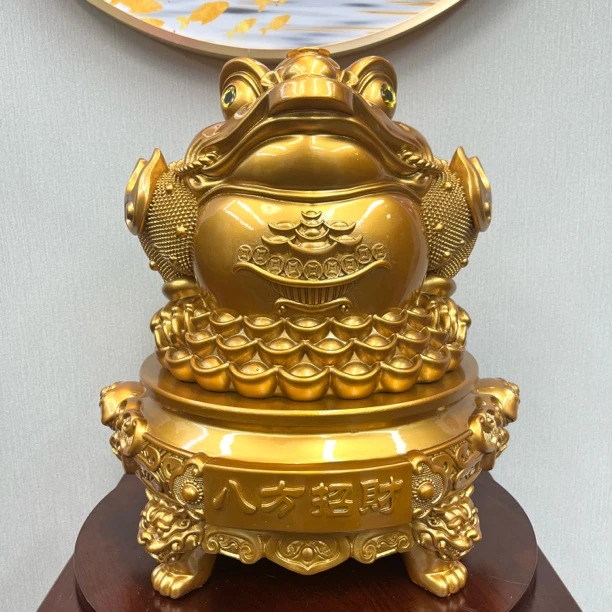B款鎏金铜八方来财三足金蟾摆件公司店铺开业客厅前台装饰礼品