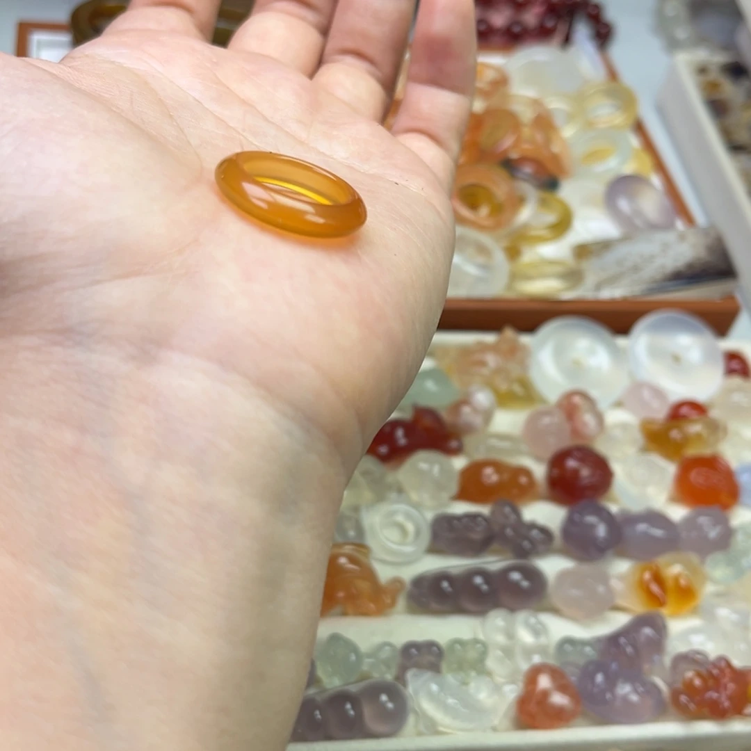 玛瑙/玉髓合金戒指焦糖直径15.6