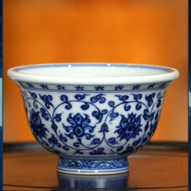 【樊匠造器】奉旨官窑督造1:1永乐缠枝莲压手杯